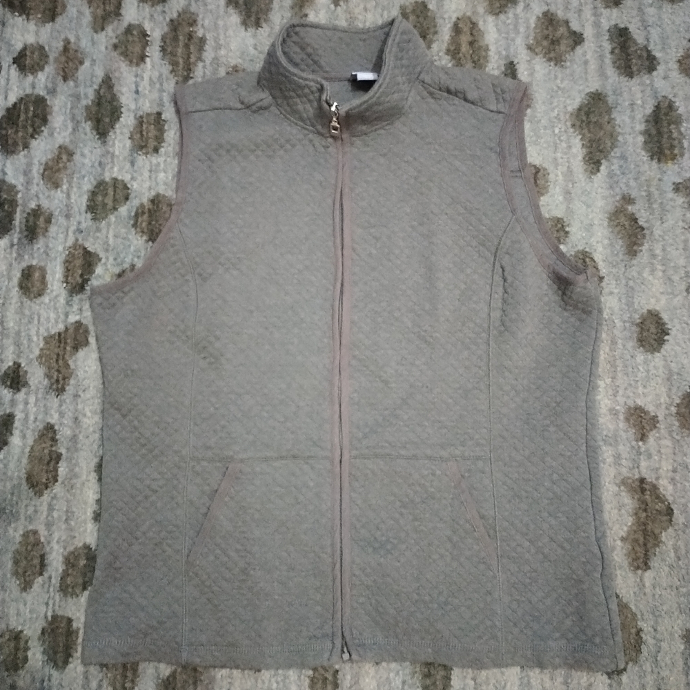 Laura Scott Gray Diamond Quilted Outerwear Vest sz L